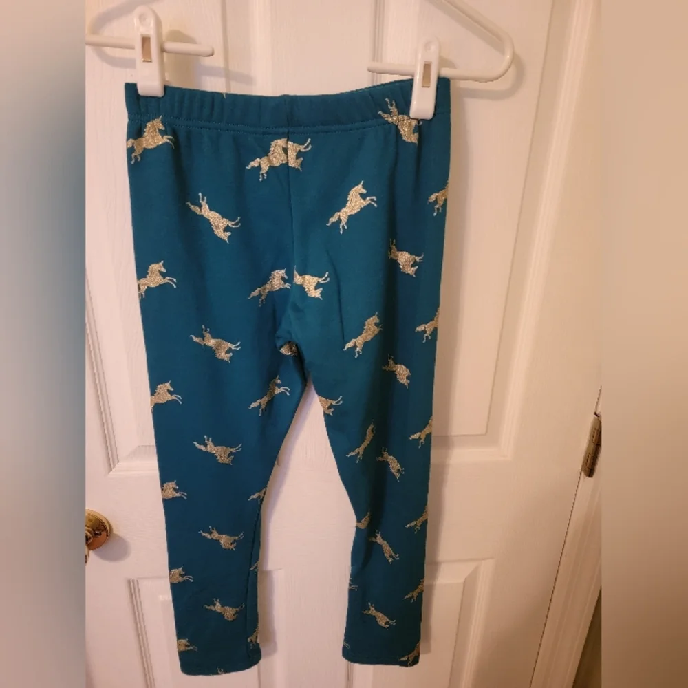 - Girls Cozy Leggings, Turquoise with gold unicorn, Size 12/12A NWT